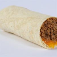 Soft Meat Burrito · Seasoned ground beef, cheddar cheese, and enchilada sauce wrapped in a steamy flour tortilla.
