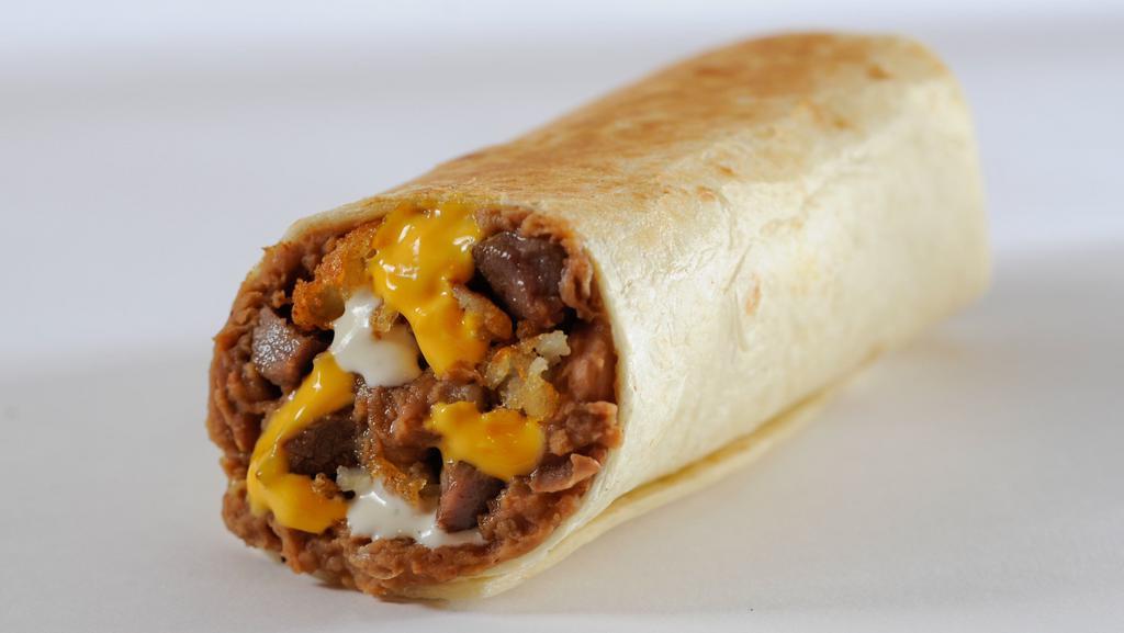 Grilled Grande Burrito · Southwest chicken, steak, or taco meat with refritos, crumbled mexi fries, cheese sauce, and ranch all rolled in a homestyle tortilla that’s grilled.