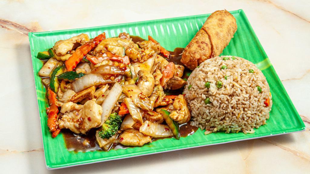 Hunan Chicken · Spicy. Stir-fried chicken with vegetables in a dry and spicy sauce.