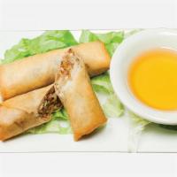 Crispy Egg Rolls (2) ツ · Shredded carrots, onion, and glass noodles wrapped in egg roll wrapper