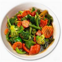 Jungle Surprise* ツ · Stir fried broccoli, bell peppers, green bean and  carrots with homemade sauce.
Served with ...