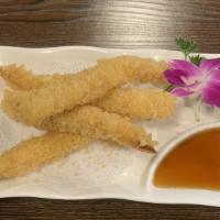 Shrimp Tempura App (4) · Fried shrimp with tempura sauce.