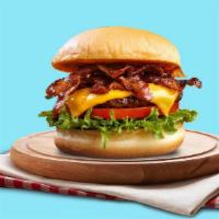 Baconator · Hamburger patty loaded with cheddar and swiss cheese with three strips crispy bacon
