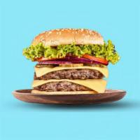 Double Chezz With Bacon · Double patty hamburger patty loaded with cheddar and Swiss cheese and strips crispy bacon. S...