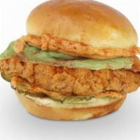 Spicy Chick Sandwich · HAND CUT AND BREADED CHICKEN BREAST TOPPED WITH LETTUCE, PICKLES AND OUR HOMEMADE SPICY MAYO...