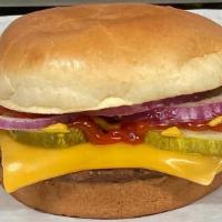 #4 Traditional Cheeseburger · (Pickles, Ketchup, Mustard, Onion)