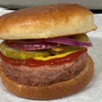 #9 Beyond Burger (Plant-Based) · (Pickle, Ketchup, Mustard, Red Onion)