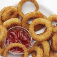 Onion Rings (12 Pcs) · Our thick-cut onion rings are made from whole white onions, battered with a subtle blend of ...