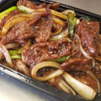 Mongolian Beef · Hot and spicy. Served with steamed rice.