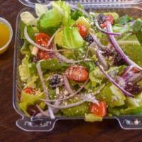 Full Greek Salad* · romaine lettuce, grape tomato, onion, kalamata olives, pepperoncini, feta cheese