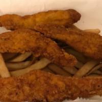 Homemade Tenders · Homemade chicken strips, panko breading, and served with choice of sauce.