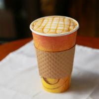Caramel Macchiato · Double shot of espresso, frothed milk, with creamy caramel on top.