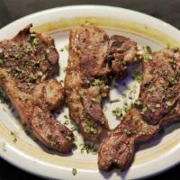 Lamb Chops (3)  · Ala Carte. Seasoned and Charbroiled to order. Comes with a side of our homemade Zip Sauce.