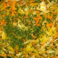 Cabbage · Delightful blend of lightly pickled cabbage with carrots and parsley.