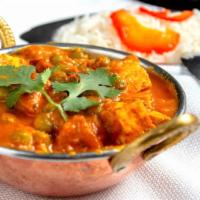Mattar Paneer · Fresh home-made cottage cheese cooked gently with tender green peas and fresh spices.