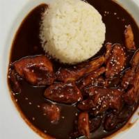 Chicken Mole Poblano · Chicken breast, house spices and a sauce of six blended chiles, sprinkled with sesame seeds....
