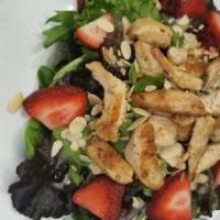 Berries & Almonds Salad · Tuscan spring mix and romaine lettuce, strawberries, raspberries, blackberries, toasted almo...