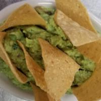 Homemade Guacamole · Avocados, onions, tomatoes, jalapeno chiles, cilantro, lime juice served with fresh crispy t...