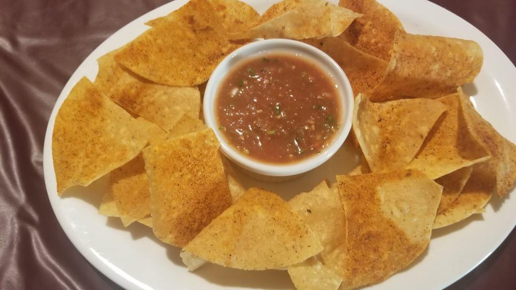 Chips And Salsa · Fresh home made salsa. Chips seasoned with lime chile salt . Made daily.