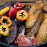 Classic Village Combo · Halal. Jerk chicken, jollof rice, sweet + spicy plantain (spicy -rice and chicken is spicy).