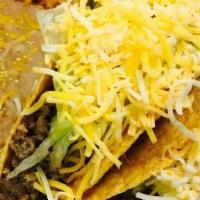 #1 - Hard Shell Tacos · Two Hard Shell Tacos, Chicken or Beef, Rice and Beans