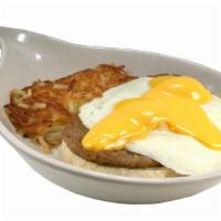Webb'S Benedict · Two eggs any style with your choice of ham, bacon or sausage patties on an English muffin an...