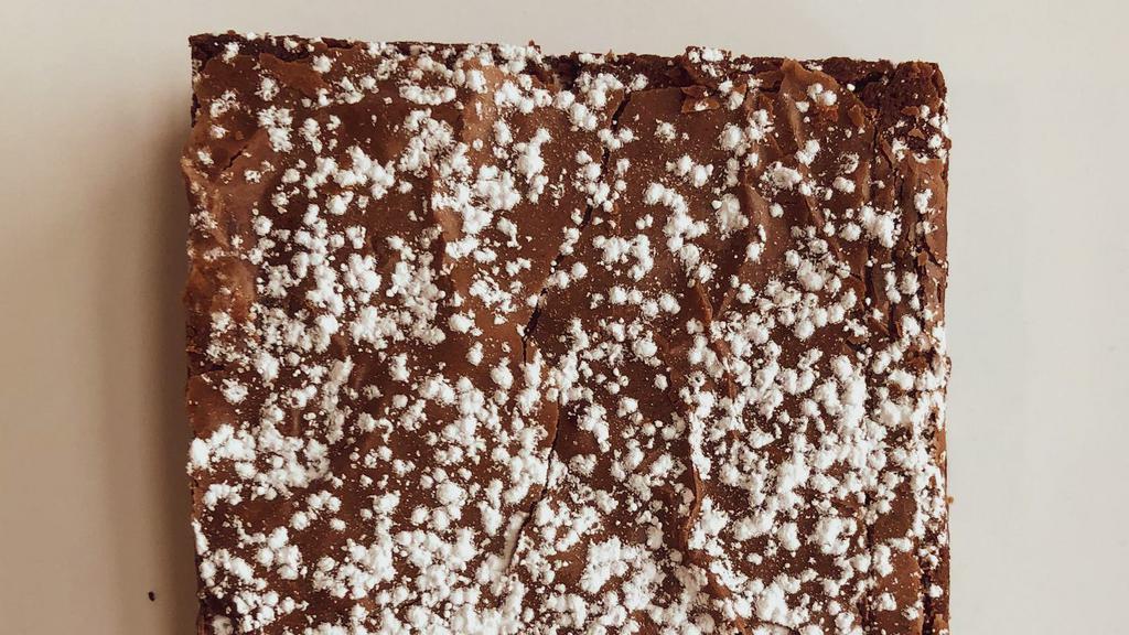 Powdered Sugar Brownie · 4-ounce chocolate brownie topped with powdered sugar!