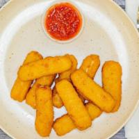 Mozzarella Sticks · Thick Cut, Beer Battered Mozzarella Sticks with your Choice of Dipping Sauce