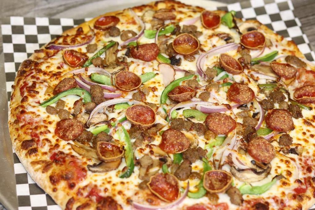 Supreme Pizza · Tomato Sauce, pepperoni, ground beef, Italian sausage, mushrooms, green peppers, onions, Cheese
