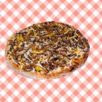 Truffle Mushroom Pizza · Olive oil Sauce, Mushrooms, Roasted Garlic, Grilled Onions, Cheese, Truffle Oil