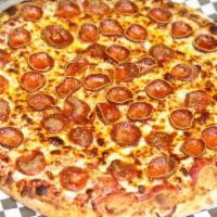 Honey Pepperoni · Tomato Sauce, Extra Pepperoni, Cheese, . One Cup of Sweet Honey to Drizzle