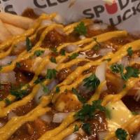 2 Am At Coney Fries (Chili Cheese) · Coney chili, red onion, house blend cheese or cheese sauce, mustard.