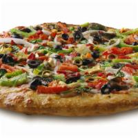 Veg Out (Personal) · House red sauce, our special cheese blend, mushrooms, sweet onions, Roma tomatoes, green pep...