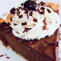 Slice Of Chocolate Mocha Cream · mocha pastry cream, whipped cream, chocolate-covered espresso bean