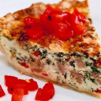 Slice Of Sausage, Red Pepper, & Spinach · savory custard, sausage, red pepper, spinach