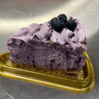 Blueberry Cheesecake · Blueberry cheesecake with a graham cracker crust.