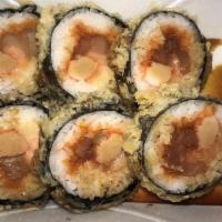 Joon'S Roll (6Pc) · Tuna, yellowtail, salmon, crab stick, and masago, roll deep fried and topped with unagi sauce.
