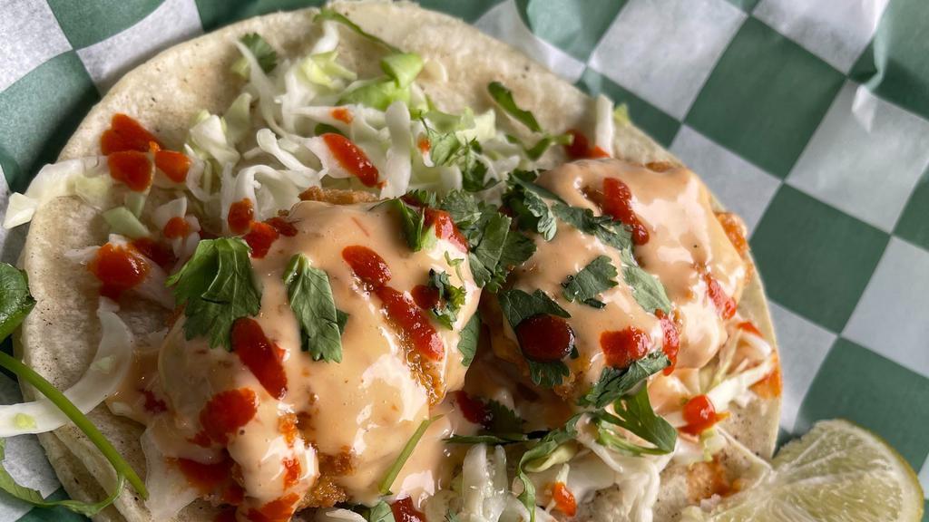 Bang Bang Shrimp Taco · Bang bang sauce, chili sauce, cilantro.  Not gluten-free