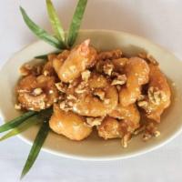 Honey Walnut Shrimp · Crispy & fluffy battered shrimp coated in honey sauce & crushed walnuts.
