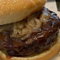 Big Boob Burger · All burgers are served on a toasted bun with BBQ sauce, coleslaw, pickles and grilled onions...