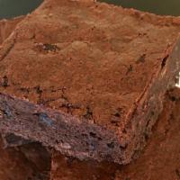 Brownie · Deep rich chocolate better baked with chocolate chunks.
