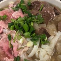 House Special Pho · Rare steak well done, Meatballs, tendon, & tripe.