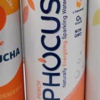 Phocus Seltzer Peach · 11.5 fl. oz. can. Sugar and sweetener free with L-theanine and 75mg caffeine from green tea