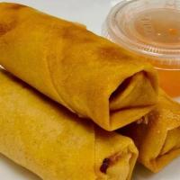 Spring Rolls (3) · Shredded cabbage, carrots and vermicelli noo dle in an egg roll shell with special house sau...