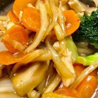 Vegetable Delight - Stir Fry · Bamboo shoots, white onions, mushrooms, baby corn, carrots, water chestnuts and broccoli in ...