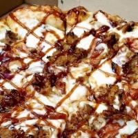 Medium Bbq Pulled Pork Pizza · BBQ pulled pork, bacon, and red onion, drizzled with BBQ sauce