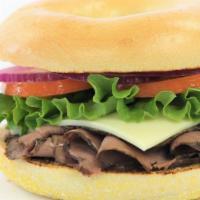 Roast Beef Sandwich · Includes Lettuce, tomato, onion, mayo, mustard, pickle spear