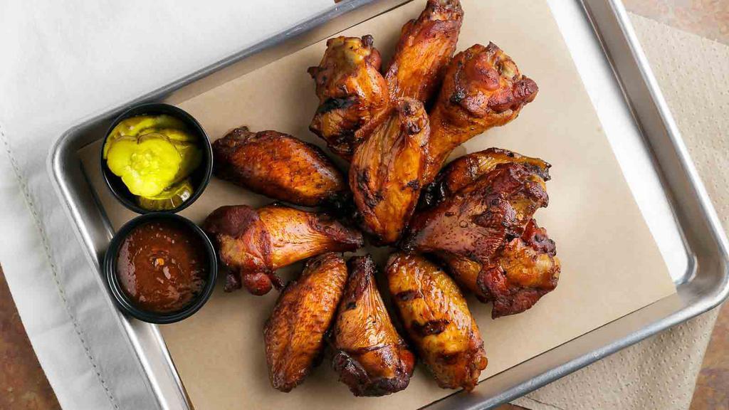 Smoked Chicken Wings · Available in 1/2 or full pound.