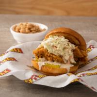 The Loaded 'Bama  Combo · Two hand breaded tenders, zesty Alabama White BBQ Sauce, creamy coleslaw, brioche bun with p...