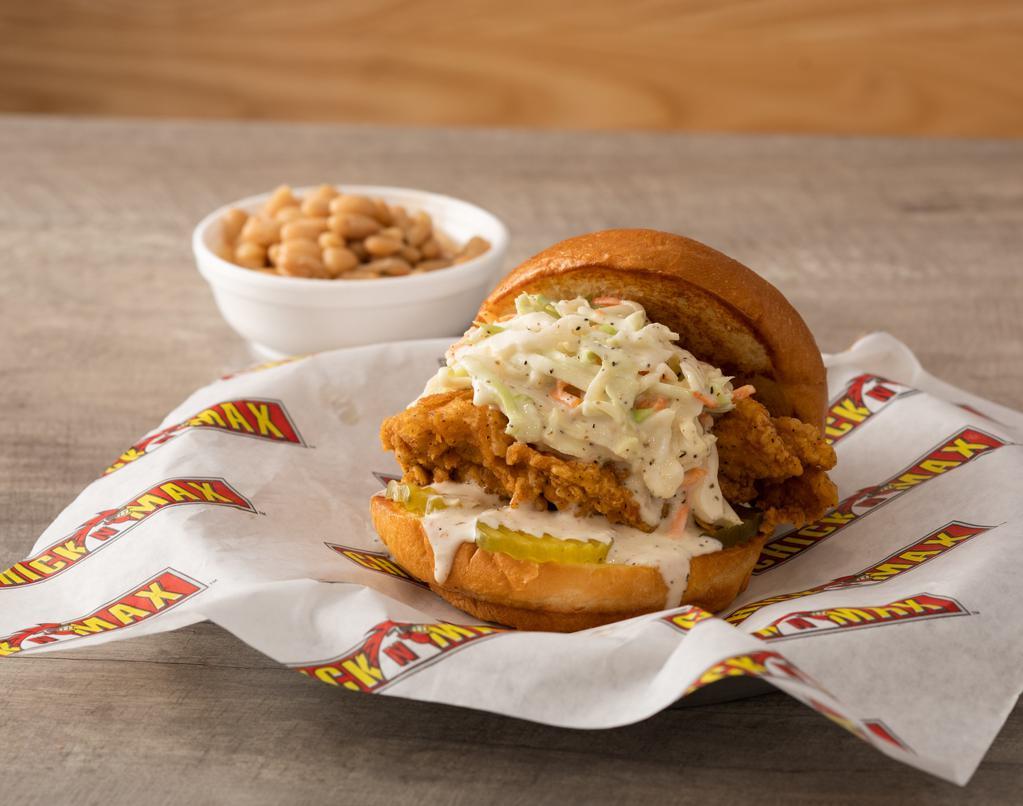 The Loaded 'Bama  Combo · Two hand breaded tenders, zesty Alabama White BBQ Sauce, creamy coleslaw, brioche bun with pickle.